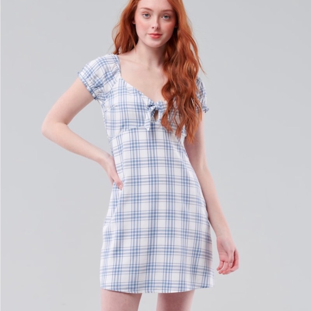 Hollister Blue and White Plaid Dress
